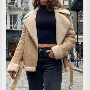 Garage Suede Sherpa Aviator Jacket